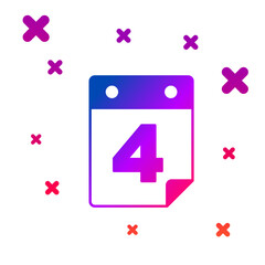 Color Day calendar with date July 4 icon isolated on white background. USA Independence Day. 4th of July. Gradient random dynamic shapes. Vector