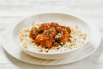 Baked Honey Sesame Chicken with brown rice