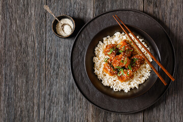Baked Honey Sesame Chicken with brown rice
