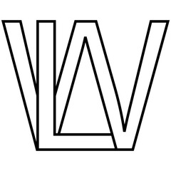 Logo sign lw wl, icon double letters logotype w l