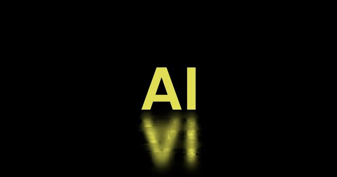 neon light text animation with the theme of artificial intelligence technology. text animation with neon light background at night