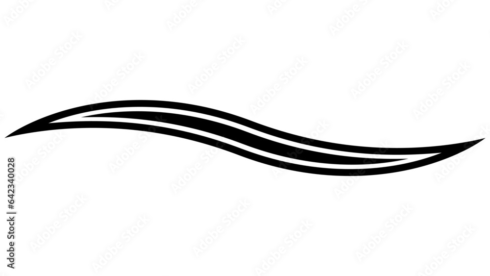 Poster calligraphic swish curve line swoosh, logo wave swash curve stripe