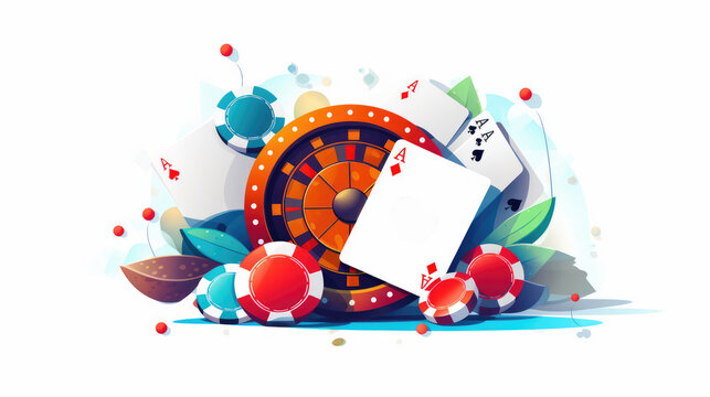 Casino element cartoon illustration, AI generated Image