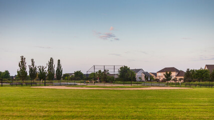 Fototapeta na wymiar looking in towards Homeplate of this baseball field from centerfield