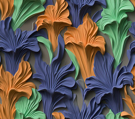 Beautiful bouquet of colorful modern flowers in wonderful harmony, 3D flowers.
