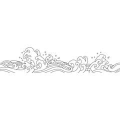 japan ocean wave seamless pattern thin line vector illustration for decoration,background,document,printing,ornament,pattern,etc