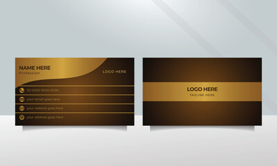 Innovative business card template with coffee and gold color combination.