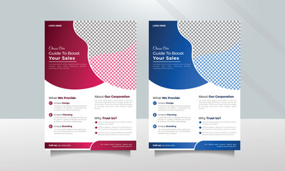 Business flyer template with colorful, abstract ideas.