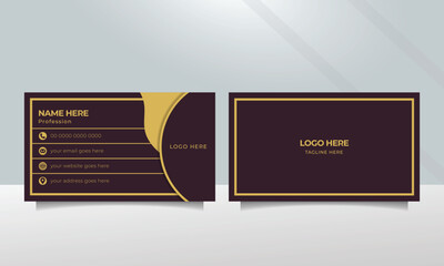 Elegant and lavish dark maroon name card design with gold print template.