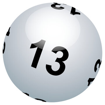 Boule de loto blanche n&deg; 13 en PNG