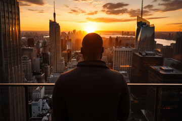 Fototapeta na wymiar African American Male Enjoying Sunset