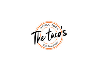 Fototapeta premium Tacos emblem food logo design. Mexico tacos logo design