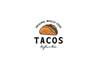 Tacos emblem food logo design. Mexico tacos logo design