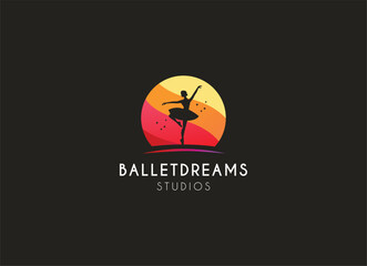People playing ballet logo design. Ballet studios logo