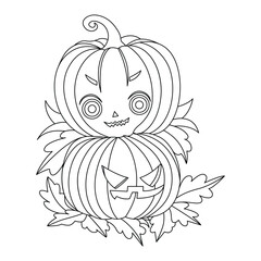 pumpkin Continious single line halloween vector