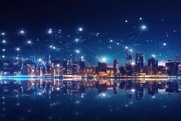 cityscape with several networks and links 