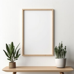 white large frame on a white wall background frame for presentations