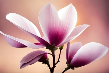 Fototapeta na wymiar A stunning bouquet of magnolia flowers set apart against a white backdrop.