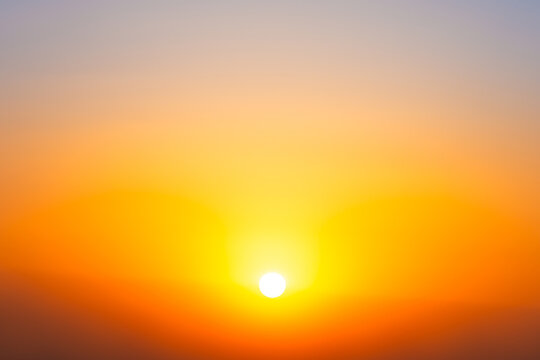 Sunset sky clear sunset sky with no clouds, sun and sun rays