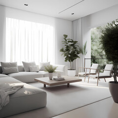 Modern minimalistic interior design offers a refined elegance. The space is characterized by open floor plans, high ceilings, and an abundance of natural light. Furniture pieces are kept to a minimum