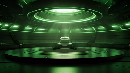 Dark Green Futuristic Cylinder Scene