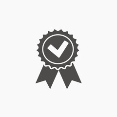 Approved or certified medal icon vector. Rosette, award symbol
