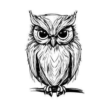 owl vector animal illustration for design. Sketch tattoo design on white background