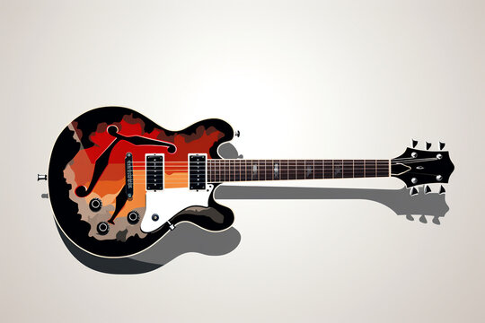 cool guitar cartoon vector , Generative AI 