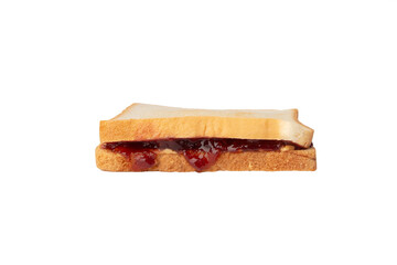 sandwich with peanut butter and raspberry jam isolated
