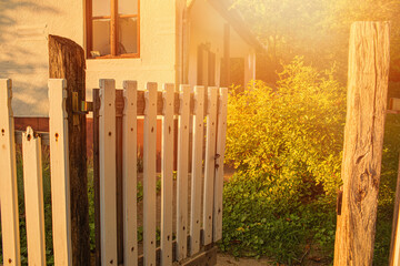 Wooden gate of an old peasant house.High quality photo