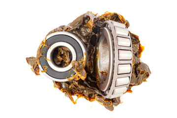 Rusted Tapered roller bearings with Brown MPLR lubricating molybdenum disulfide grease for...