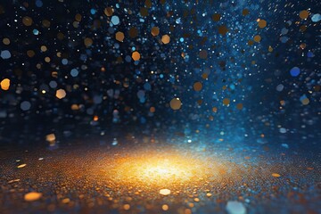 design bokeh gold disco blurred diamond abstract dark lights black cosmic focused blue blackground blurry black abstract christmas filter bling effect background exciting blue glitter bright dust - obrazy, fototapety, plakaty