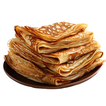 Premium PSD  Stack of thin crepes isolated on transparent