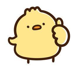 いいねポーズをするかわいいひよこのデフォルメイラスト © choconasu
