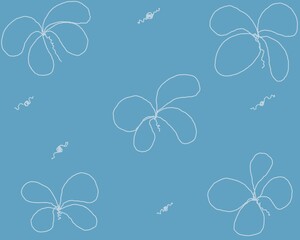 Blue frangipani flower pattern background