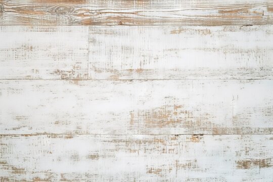 White painted wood texture seamless rusty grunge background, Scratched white  paint on planks of wood wall. Stock Photo