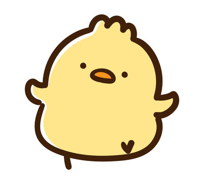 るんるん歩みを進めるかわいいひよこのデフォルメイラスト