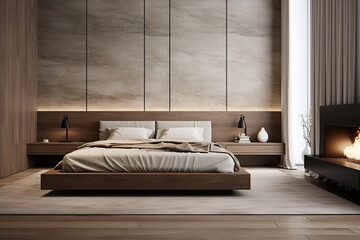 Bedroom interior, minimalism design style