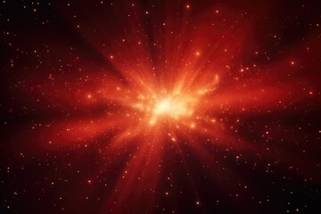Abstract glowing red light effect with sparkling rays