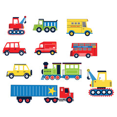car toy bus truck train print vector.