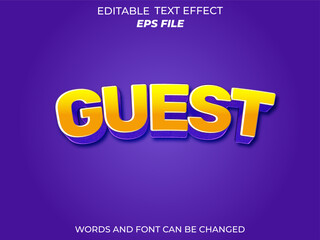 Fototapeta premium guest text effect 3d editable text. vector template