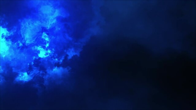 Lightning discharge and light effects in the clouds. Thunderclouds in bright flashes of lightning. Bad weather. Looped
