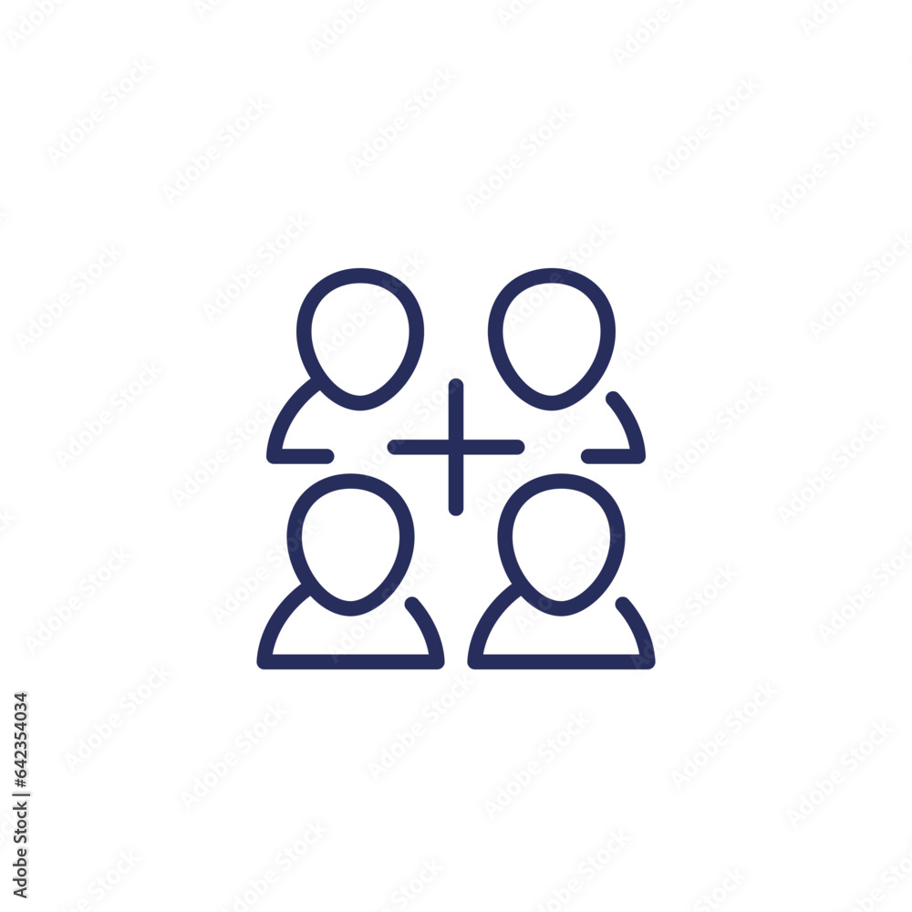 Poster add to group line icon with users