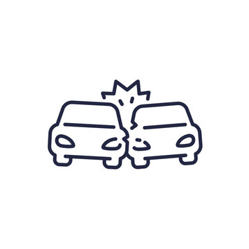 car crash icon, line vector