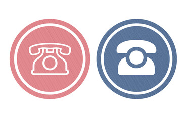 blue and pink telephone icon symbol with texture background