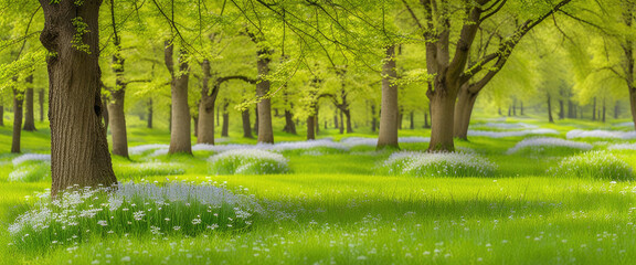 Landscape concept background beautiful meadows in springtime