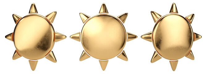 Golden sun on a white background. 3D illustration