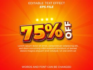 75% off text effect 3d editable text. vector template
