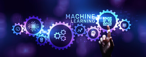 Machine learning AI Artificial intelligence neural network technology concept.