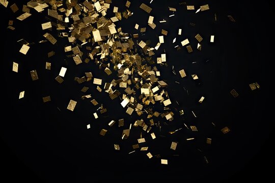 bright black 3D holiday celebration birthday confetti decoration black rendered yellow illustion festive Golden isolated gold confetti party gold cel background background isolated design christmas